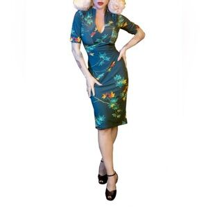 Pinup Couture Pinup Girl Clothing Elizabeth Dress Maple Leaves Print